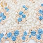 High End Embroidered Sequin Lace Fabric Nigeria Multicolor Water Soluble