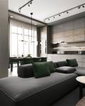 Classic Transitional PET Kitchen Cabinets Fitted Gray Kitchen Set Customized