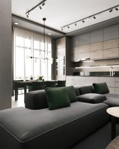 China Classic Transitional PET Kitchen Cabinets Fitted Gray Kitchen Set Customized factory