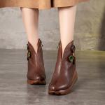 S489 Explosive Waterproof Platform Slope Heel Women'S Shoes Retro Handmade