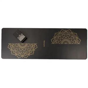 China Eco Friendly Private Label Custom Wholesale 4mm Hot Gold Stamping UV Printing Black Natural Rubber PU Leather Yoga Mat factory