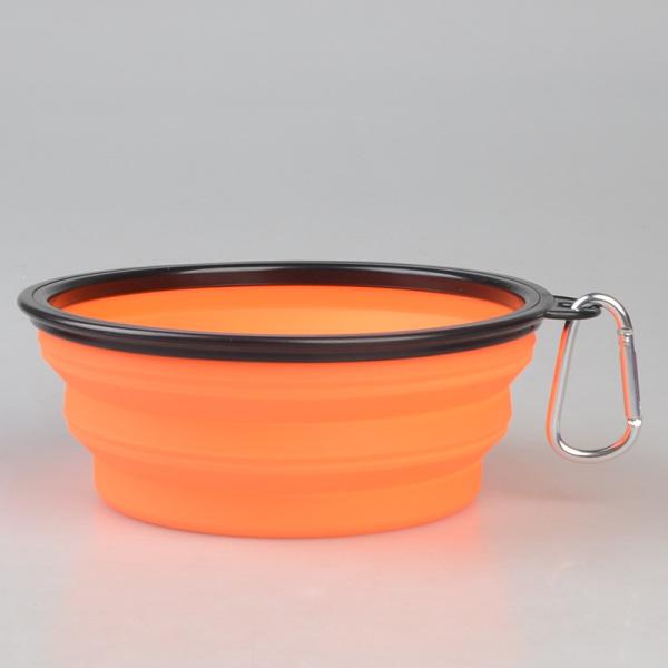16oz Portable Foldable Dog Bowl Pet Food Dishes With Carabiner For Traveling