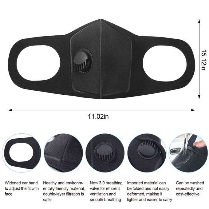 Filtration PM2.5 Dust Mask Black Face Mask with Valve