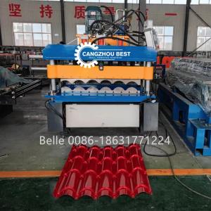 China Chain Transmission 9-11 Rows Roof Tile Roll Forming Machine for 300H Steel Roofing factory