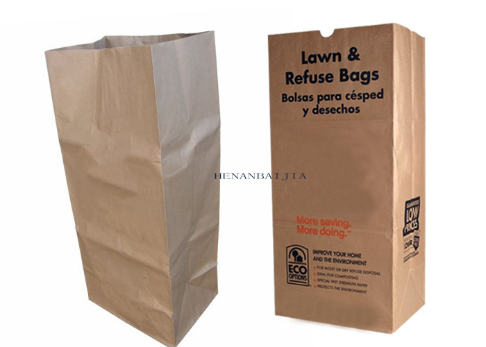 Large Brown Lawn And Leaf Paper Bag Leak Resistant Poly Lined Wet Waste Refuse