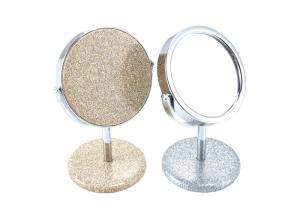 China Imega Shining PU Circle Makeup Mirror Two Sided Cosmetic Cute Rotatable factory