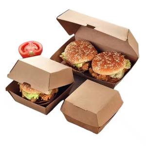 China Eco-Friendly Custom Printed Kraft Clamshell Burger Boxes 7-10 Days Lead Time for Disposable Food Grade Takeaway Packaging factory