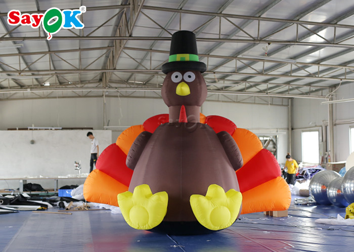 4 Meter Inflatable Turkey Decoration With Air Blower For Thanksgiving Day