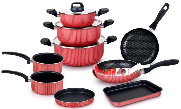 Forged aluminum non stick cookware set with flavour stone coating