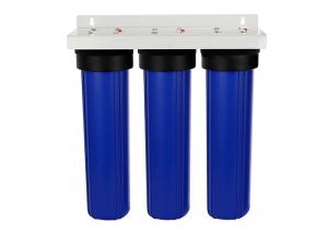 China 20'' big blue whole house water filter housings 1'' port with triple sump factory