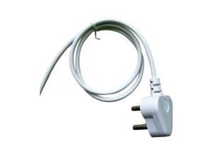 China South African White 3 Round Pin Power Cord without stopper 0.5m-10m copper power cable factory