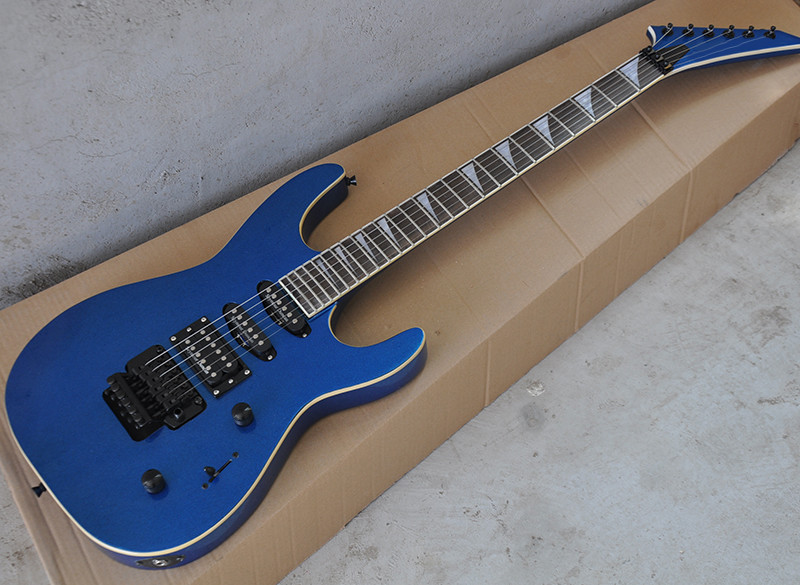 Metallic Blue Set In JS Electric Guitar with Floyd Rose,24 Frets,White binding Body
