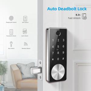 China 6V Electronic Fingerprint Front Door Lock Silver Color Zinc Alloy For Airbnb factory