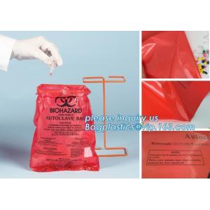 China Plastic biohazard infectious waste Dustbin liner, Autoclave Biohazard Bags, High density PE drawstring garbage bag bioha factory