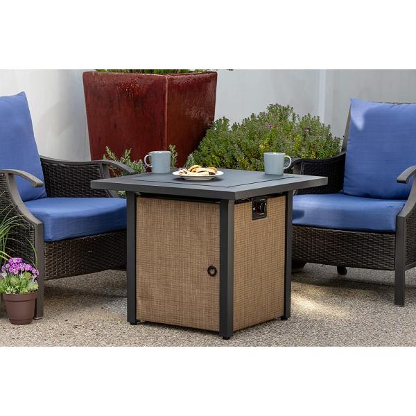 28in Woodleaf Rectangle Fire Pit Table Natural Gas Outdoor Heater Rectangle