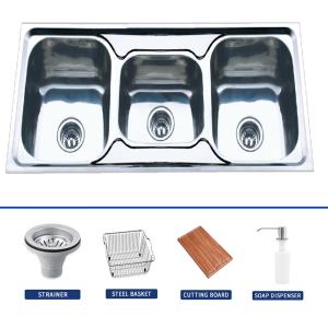 China Durable Stainless Steel Kitchen Sink Double Bowl With Overflow factory