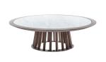 Round Coffee table used Oak wood with Stone marble for Hotel Lobby and living