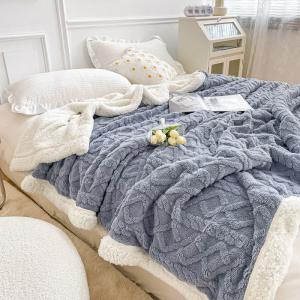 China Simple Style Polar Fleece Blanket Double Sided Lamb Cashmere Plaid for Winter Nights factory