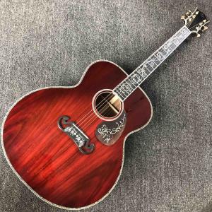 China Custom AAAA All Solid KOA Wood 43 Inch Design Jumbo Body Acoustic Guitar Abalone Binding with Logo on Headstock is OK factory
