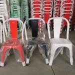 Household Stackable Metal Dining Chair Orange Vintage Metal Bistro Chairs