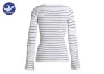 Big V Neck Womens Knit Pullover Sweater Ribs Stripes Small Trumpet Cuff Spring