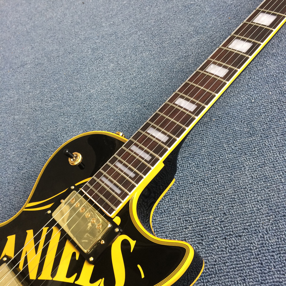 JACK DANIELS standard LP electric guitar guitar, black and yellow combination, gold pieces, free shipping