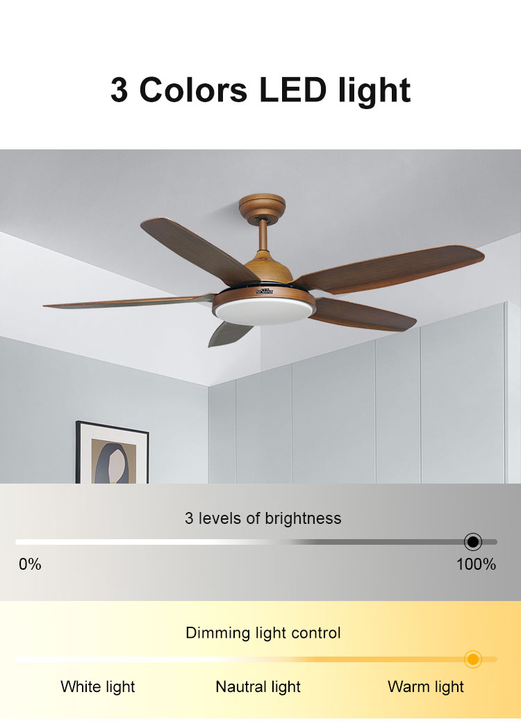 100% Copper Motor 52 Inch 1320cm Energy Saving 5 Blade LED Ceiling Fan for Hall Room