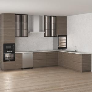 China Wooden Unassembled Kitchen Cabinets Semi Custom with MDF Carved door factory