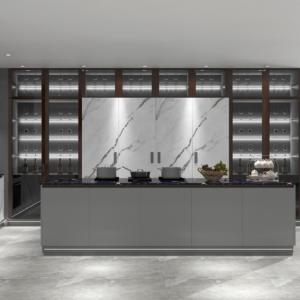 China Woodgrain Modern Kitchen Cabinet Unassembled Handleless Furniture factory