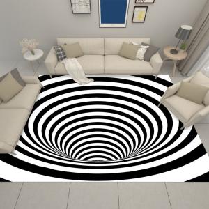 New 3D three-dimensional large carpet door mat, black and white vortex living
