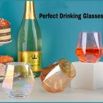 Diamond Shaped Tritan Stemless Wine Glasses PET Plastic Whisky Glass Non Toxic
