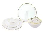 Round Golden Rim 33cm Embossed Crystal Glass Plates Transparent Homemade