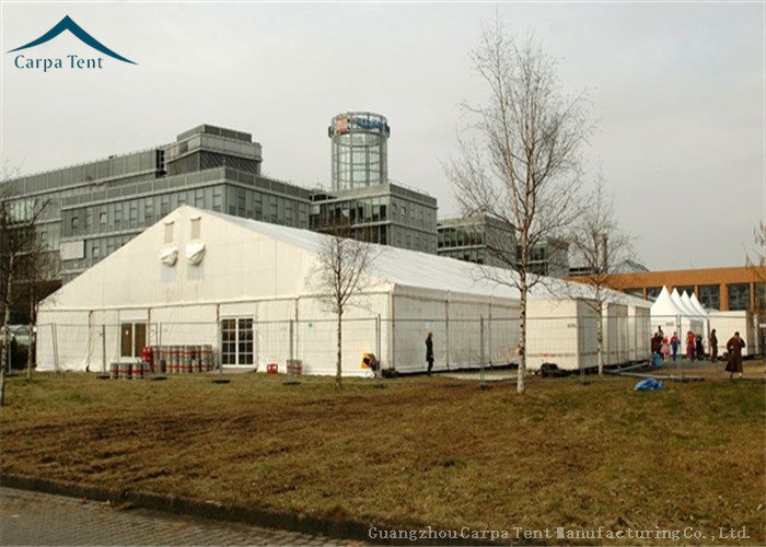Fabric Trade Show Tents Wooden Flooring Soft PVC Canopy Over 300 People