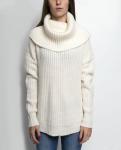 Women's 55% nylon/35% acrylic/10% wool knitted pullover cowl neck sweater