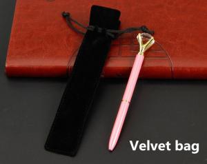 China Metal Material and Ballpoint Pen Type diamond top pen with Velvet Bag package factory