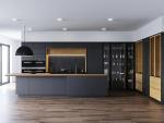 Custom Luxury Wood Grain MDF Moisture-Resistant Frameless Kitchen Cabinets Dubai