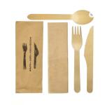 Cutlery Set Biodegradable Wood Spoon Fork Knife Disposable Wooden Wrapped