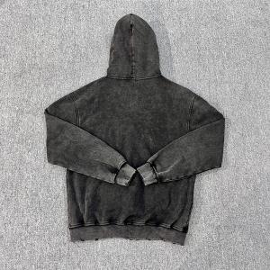 Men's Custom Black Acid Vintage Heavy Weight Cotton Oversized Distressed Hoodie