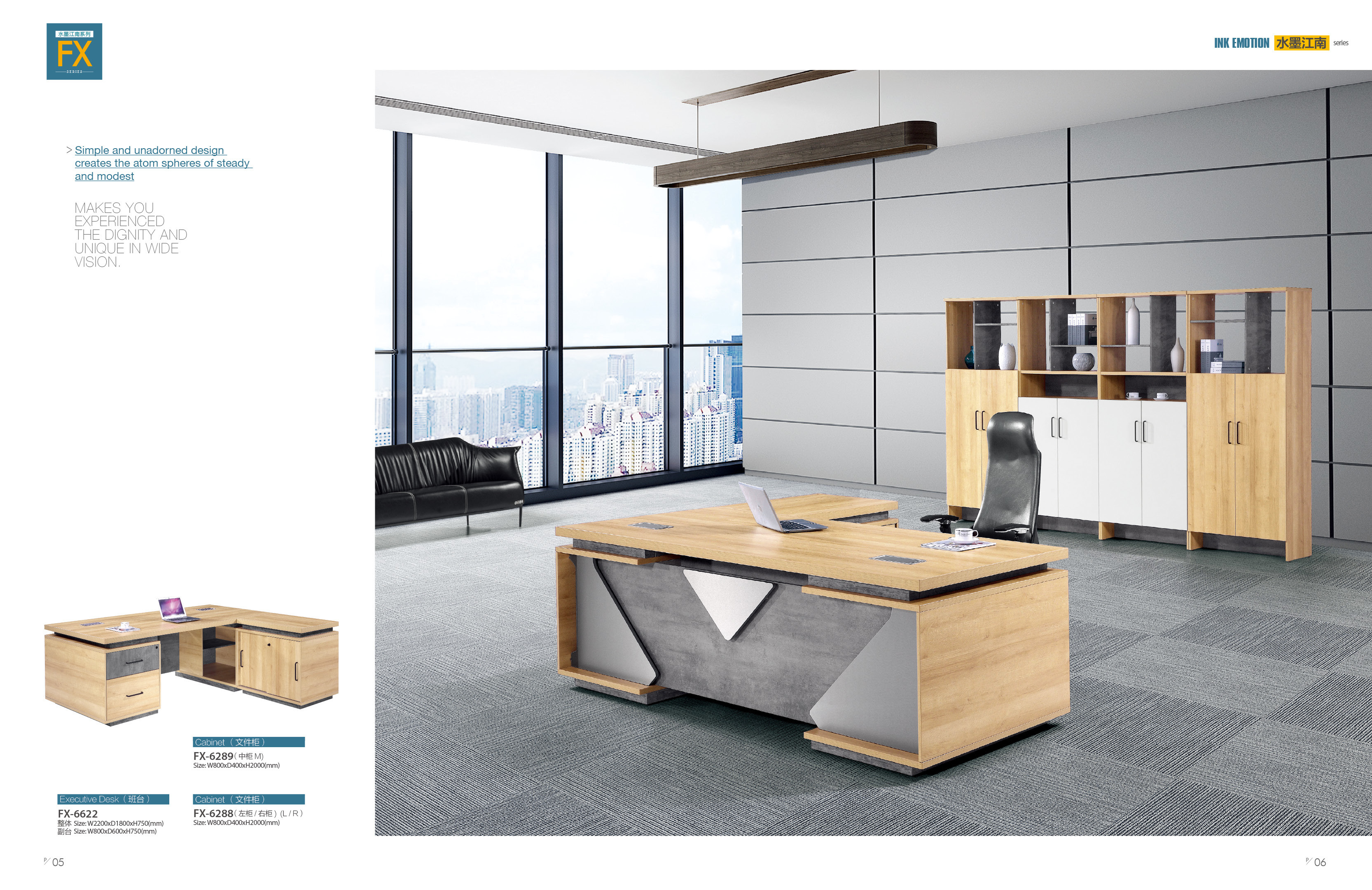Simple Wooden Office Table , Contemporary Laminate Wood Executive Desk