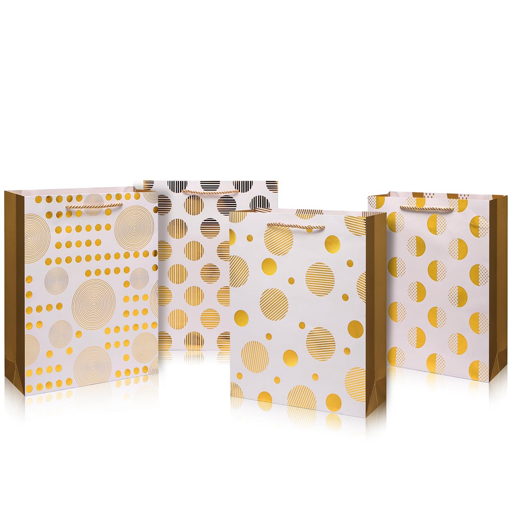 Custom Color Accepted Gold Foil Logo Gift Craft Shopping Paper Hand Bag With Handle