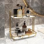 Waterproof Metal H30CM 2 Tier Bathroom Counter Shelf