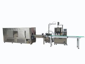 China Double Heads Gear Pump Fill Quantitative Heating Machine With Freezing Tunnel factory