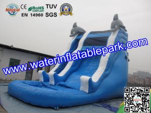 China Children Amazing Inflatable Water Slide In Outdoor , Durable Blue Inflatable Water Slide factory