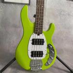 Custom 4 Strings Stingray Electric Bass Guitar in Green with White Pickguard