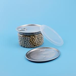 China FDA Peel Off Lid Cylinder 0.5L PET Leak Proof Plastic Jars factory