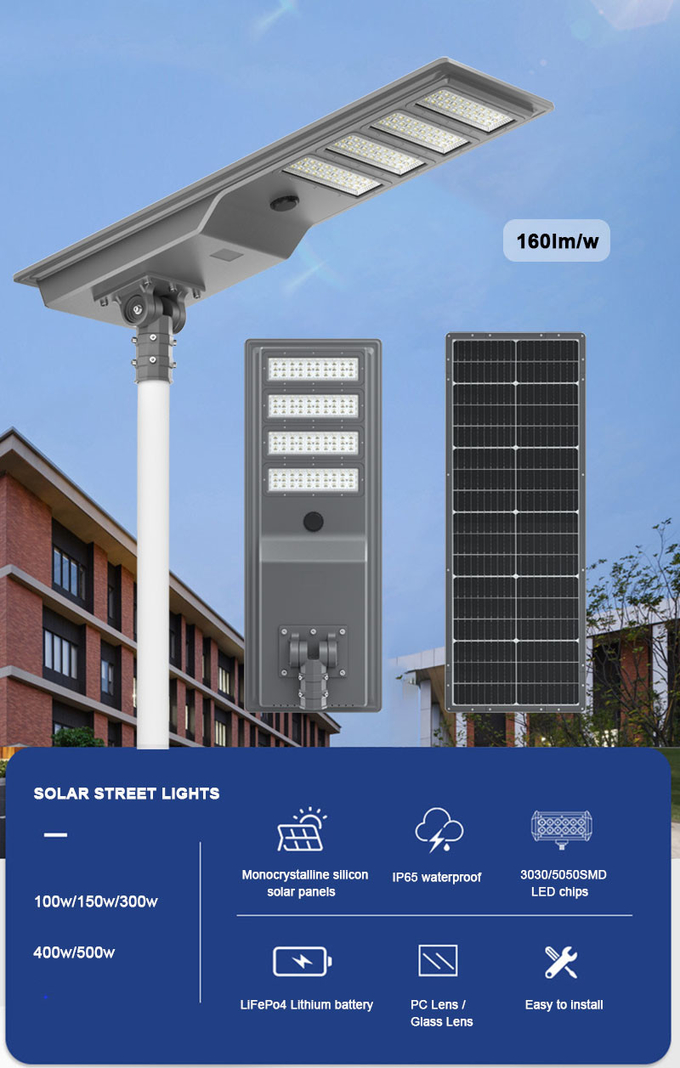 Solar Powered LED Street Light Lighting Time Sustain 3 Rain Days Product Size 813.5*373*86mm 100w 200w 300w 400w 500w