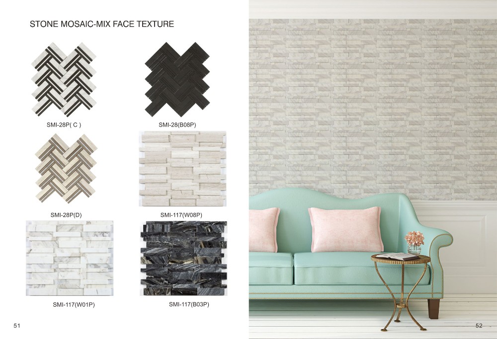 Mix face carrara white marble long hexagon artificial marble mosaic