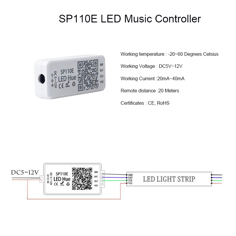 Bluetooth LED Strip Smart Controller , Pixel Light Controller SP110E SP108E