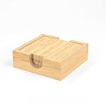 Sublimation Photo Printing Bamboo Coaster Set With Holder 10*10cm Thick 0.5cm