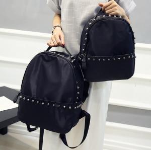 China Rivet new Korean women shoulder bag nylon oxford fabric with leather travel bag College Wind Leisure factory